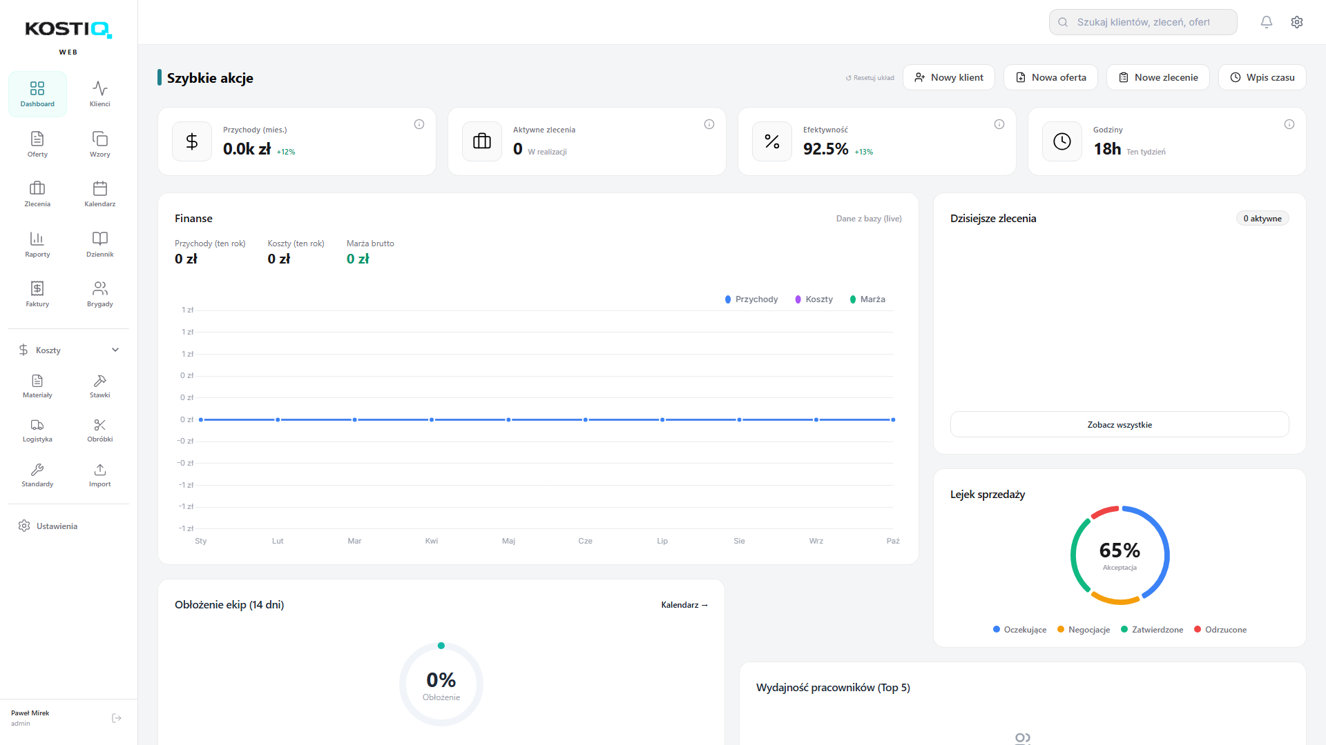 KOSTIQ Platform Dashboard